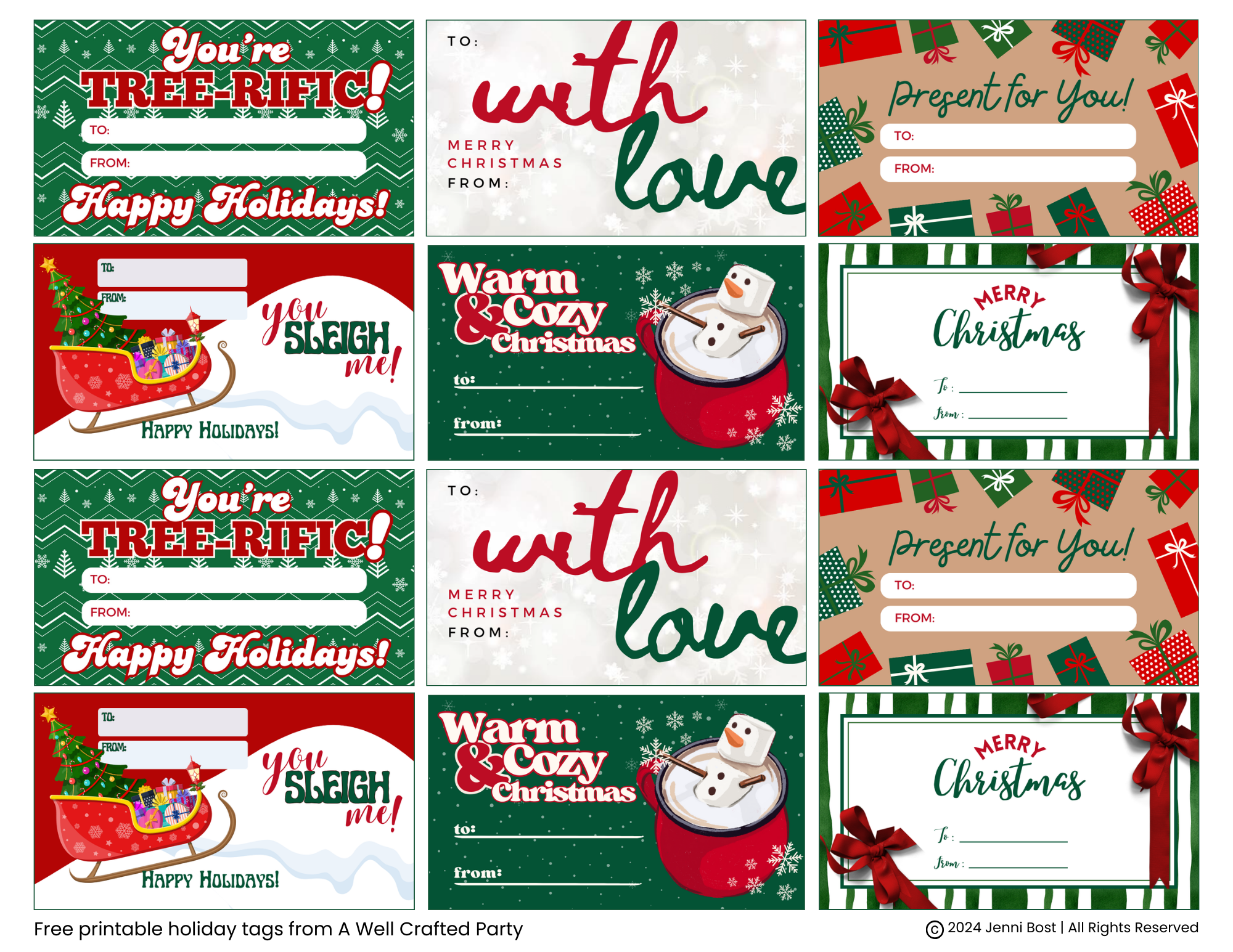 free printable holiday gift tags – a well crafted party